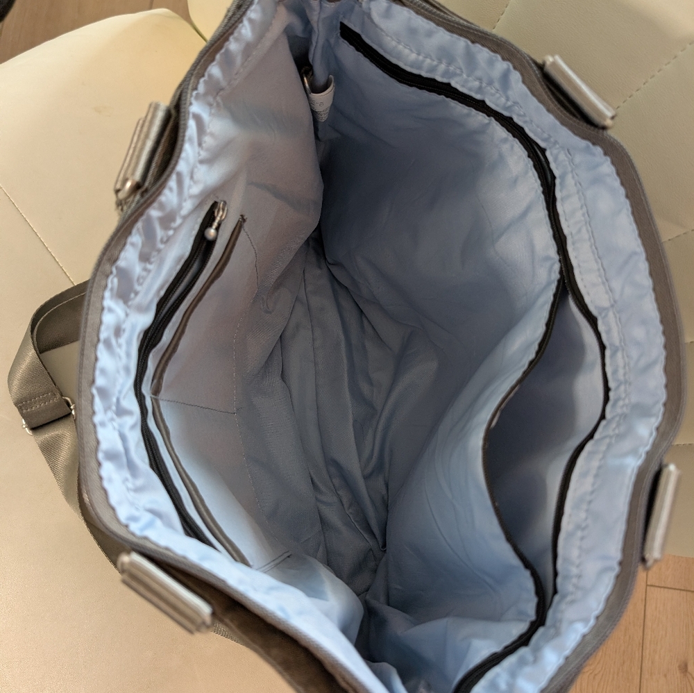 Baggallini Any Day Laptop Tote Bag Taupe/Silver Nylon - Picture 6 of 9